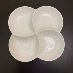 Simple Dining Modern White 4 Compartment Condiment Snack Serving Tray